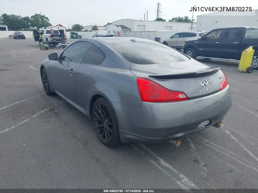 2015 Infiniti Q60 S Limited VIN: JN1CV6EK3FM870275 Lot: 45623795