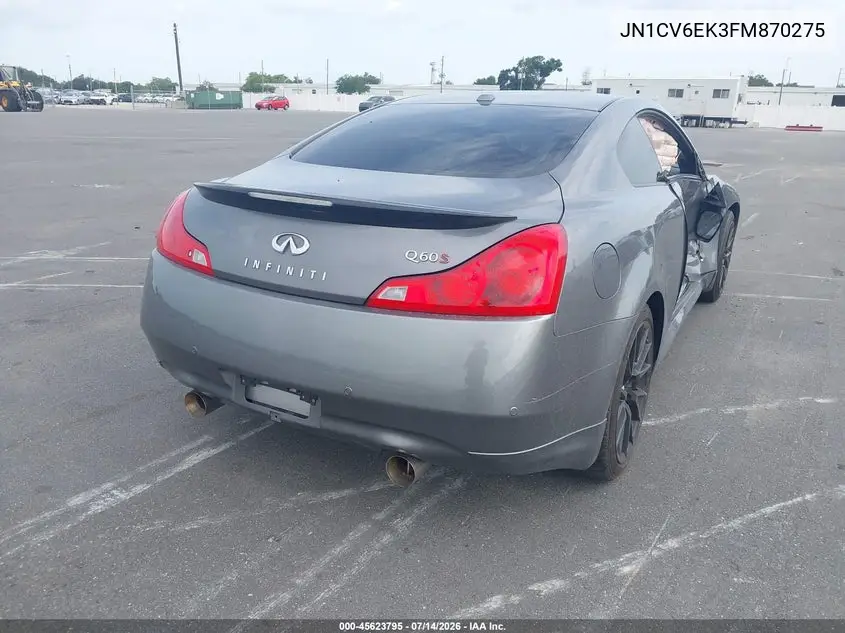 2015 Infiniti Q60 S Limited VIN: JN1CV6EK3FM870275 Lot: 45623795