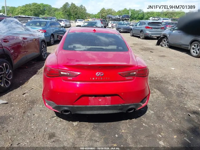 2017 Infiniti Q60 3.0T Red Sport 400 VIN: JN1FV7EL9HM701389 Lot: 45200883