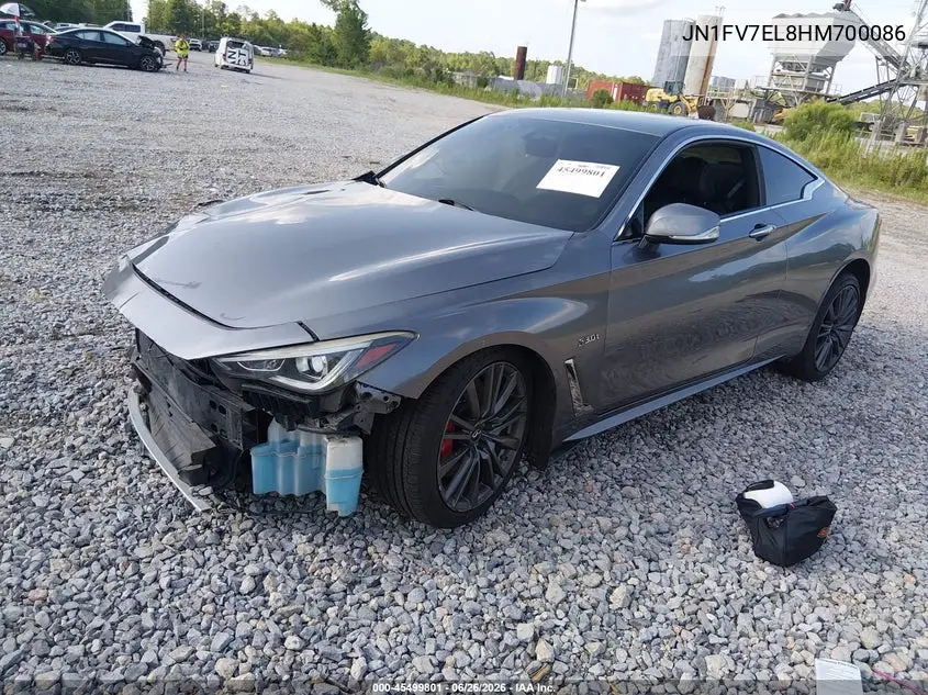 2017 Infiniti Q60 3.0T Red Sport 400 VIN: JN1FV7EL8HM700086 Lot: 45499801