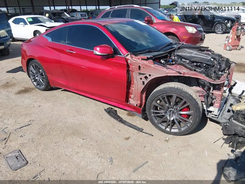 2017 Infiniti Q60 3.0T Red Sport 400 VIN: JN1FV7EK3HM611114 Lot: 45533281
