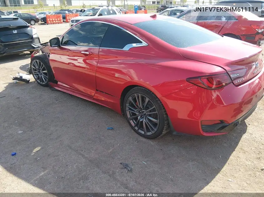 2017 Infiniti Q60 3.0T Red Sport 400 VIN: JN1FV7EK3HM611114 Lot: 45533281