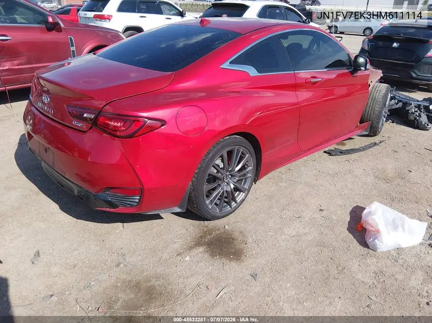 2017 Infiniti Q60 3.0T Red Sport 400 VIN: JN1FV7EK3HM611114 Lot: 45533281