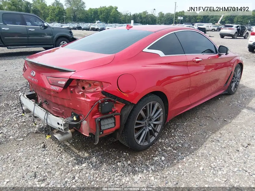 2017 Infiniti Q60 3.0T Red Sport 400 VIN: JN1FV7EL2HM701492 Lot: 45599603