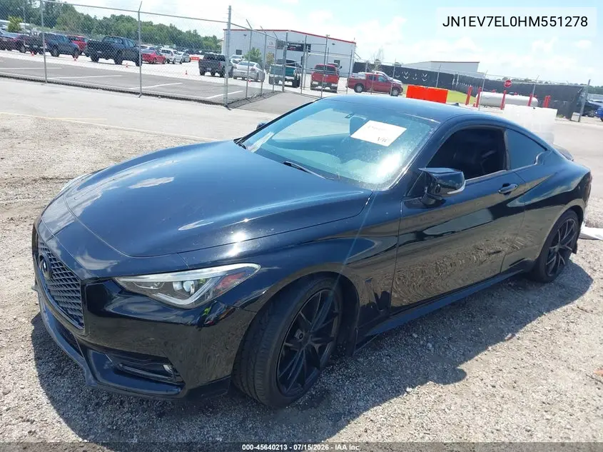 2017 Infiniti Q60 3.0T Premium VIN: JN1EV7EL0HM551278 Lot: 45640213