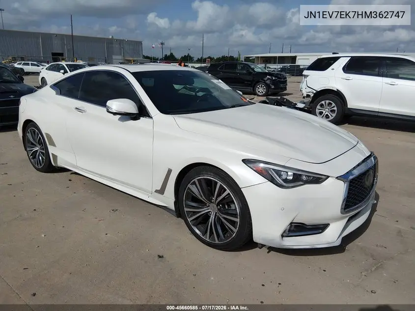 2017 Infiniti Q60 3.0T Premium VIN: JN1EV7EK7HM362747 Lot: 45660585