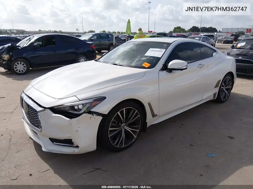 2017 Infiniti Q60 3.0T Premium VIN: JN1EV7EK7HM362747 Lot: 45660585
