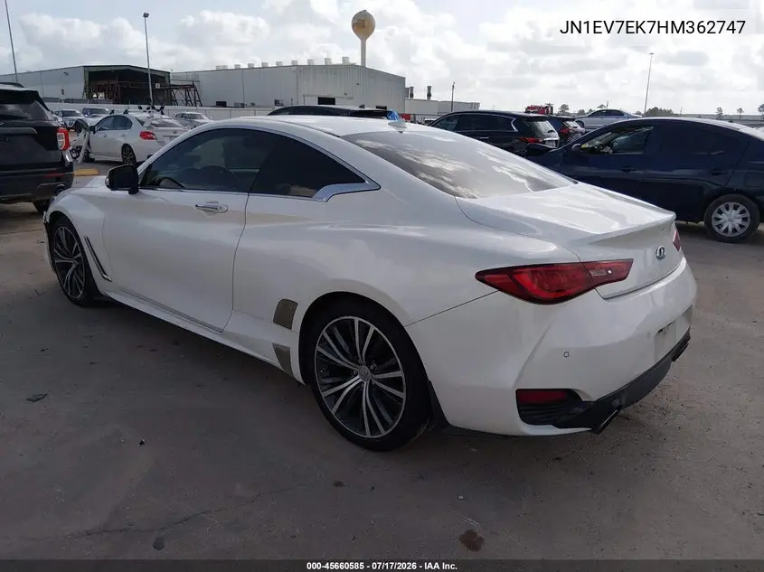 2017 Infiniti Q60 3.0T Premium VIN: JN1EV7EK7HM362747 Lot: 45660585
