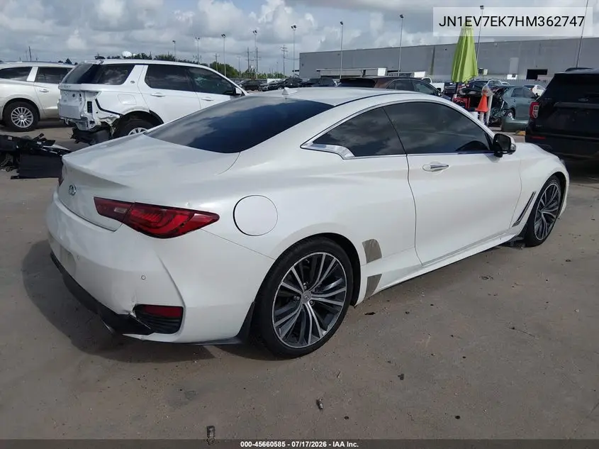 2017 Infiniti Q60 3.0T Premium VIN: JN1EV7EK7HM362747 Lot: 45660585