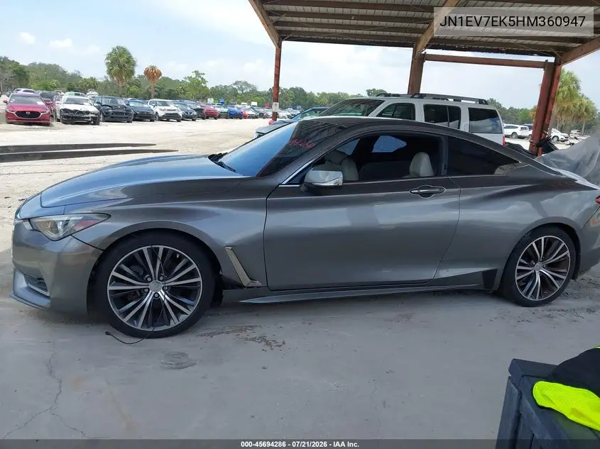 2017 Infiniti Q60 3.0T Premium VIN: JN1EV7EK5HM360947 Lot: 45694286
