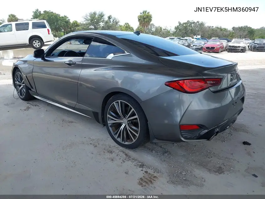 2017 Infiniti Q60 3.0T Premium VIN: JN1EV7EK5HM360947 Lot: 45694286