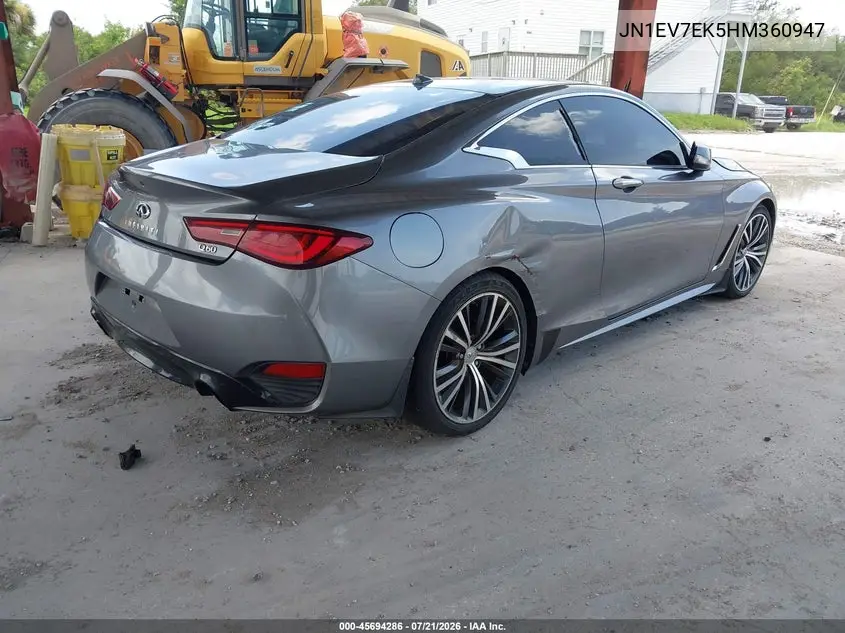 2017 Infiniti Q60 3.0T Premium VIN: JN1EV7EK5HM360947 Lot: 45694286