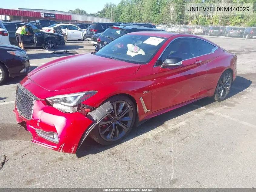 2019 Infiniti Q60 3.0T Red Sport 400 VIN: JN1FV7EL0KM440029 Lot: 45286951