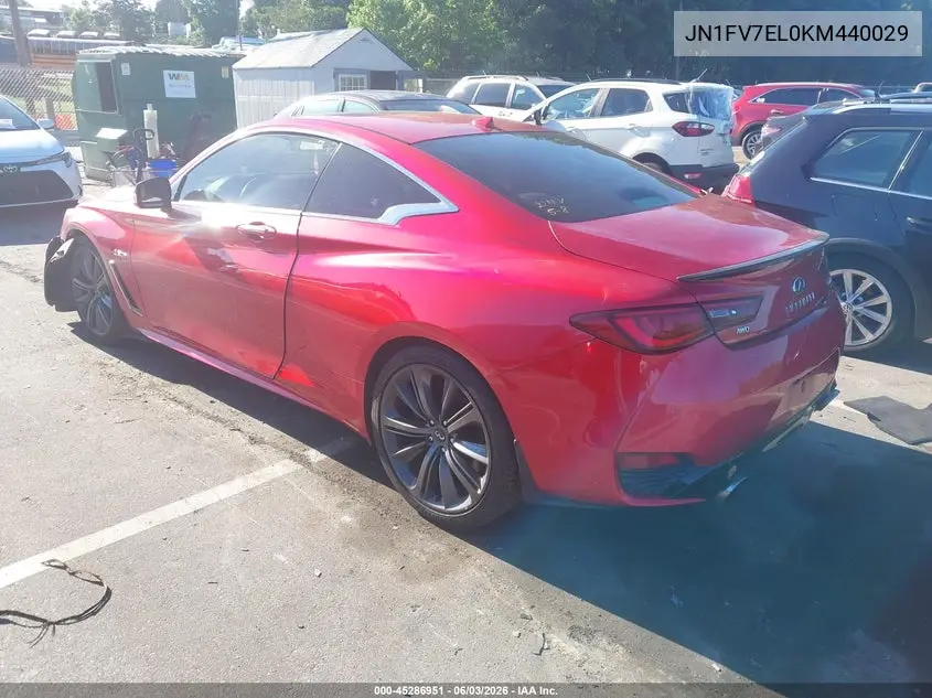2019 Infiniti Q60 3.0T Red Sport 400 VIN: JN1FV7EL0KM440029 Lot: 45286951