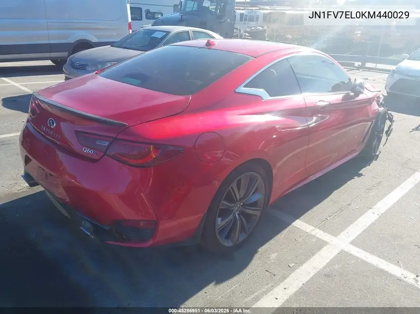 2019 Infiniti Q60 3.0T Red Sport 400 VIN: JN1FV7EL0KM440029 Lot: 45286951