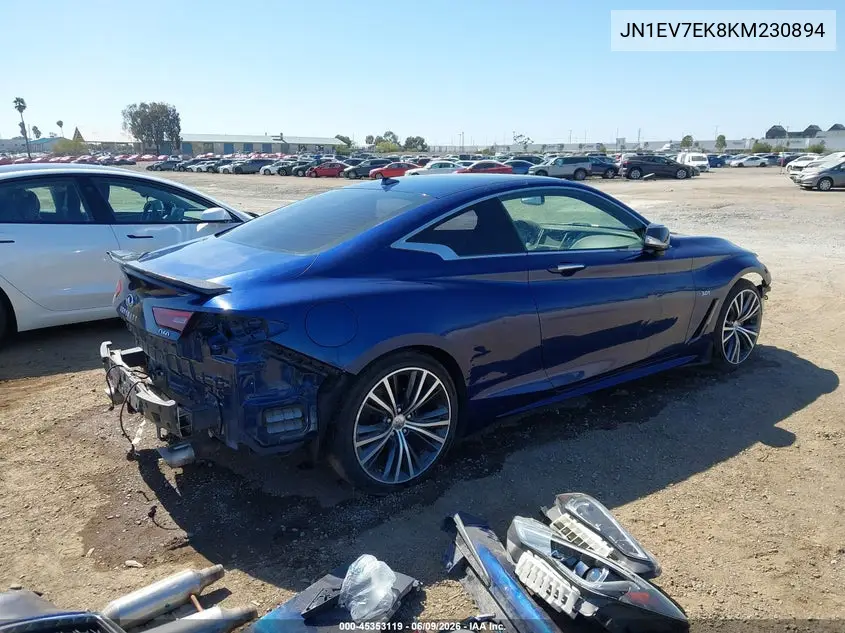 2019 Infiniti Q60 3.0T Luxe VIN: JN1EV7EK8KM230894 Lot: 45353119