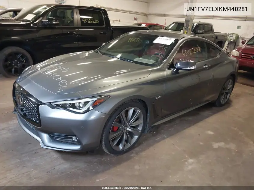 2019 Infiniti Q60 3.0T Red Sport 400 VIN: JN1FV7ELXKM440281 Lot: 45482688