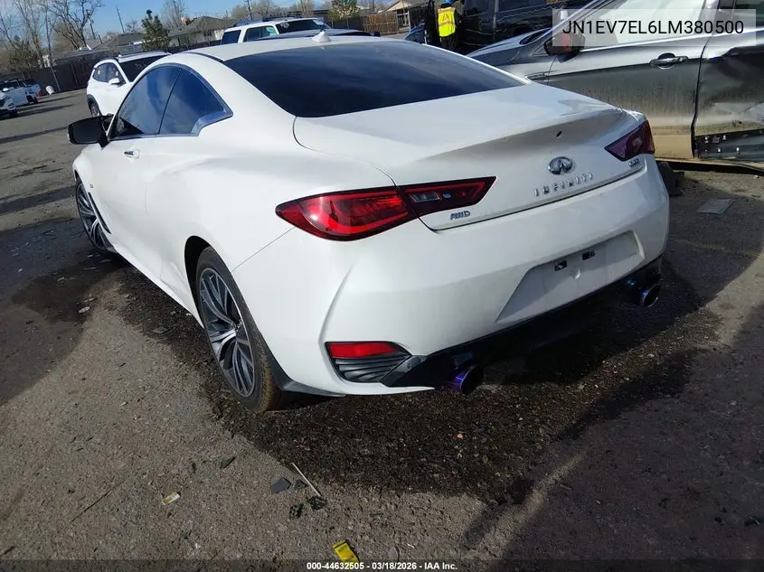 2020 Infiniti Q60 Luxe Awd VIN: JN1EV7EL6LM380500 Lot: 44632505