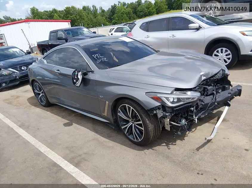 2021 Infiniti Q60 Luxe VIN: JN1EV7KK7MM410049 Lot: 45326929