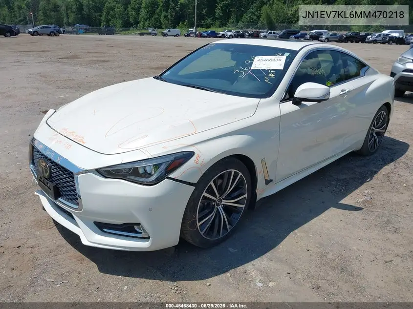 2021 Infiniti Q60 Luxe Awd VIN: JN1EV7KL6MM470218 Lot: 45468430