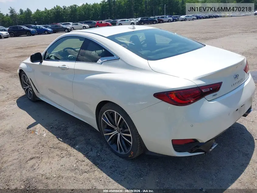 2021 Infiniti Q60 Luxe Awd VIN: JN1EV7KL6MM470218 Lot: 45468430