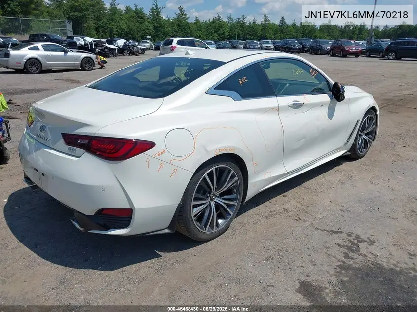 2021 Infiniti Q60 Luxe Awd VIN: JN1EV7KL6MM470218 Lot: 45468430