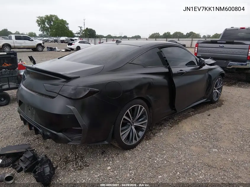 2022 Infiniti Q60 Luxe VIN: JN1EV7KK1NM600804 Lot: 44925001