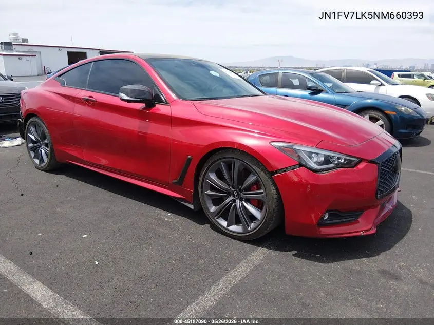 2022 Infiniti Q60 Red Sport 400 VIN: JN1FV7LK5NM660393 Lot: 45187090