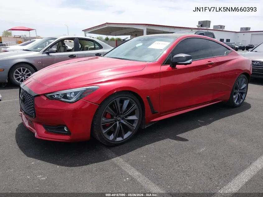 2022 Infiniti Q60 Red Sport 400 VIN: JN1FV7LK5NM660393 Lot: 45187090