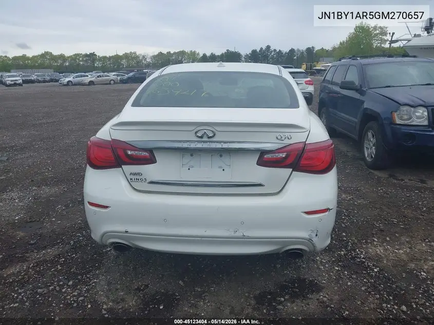 2016 Infiniti Q70 3.7X VIN: JN1BY1AR5GM270657 Lot: 45123404