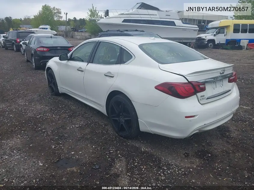 2016 Infiniti Q70 3.7X VIN: JN1BY1AR5GM270657 Lot: 45123404