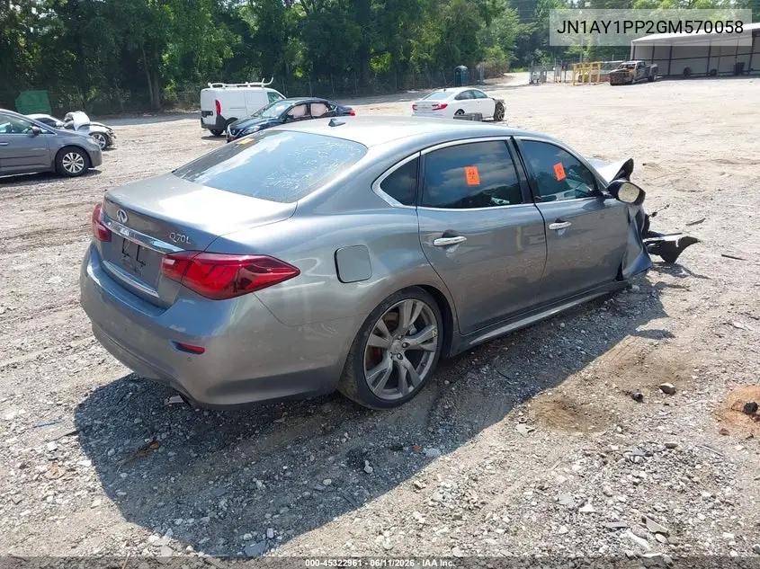 2016 Infiniti Q70L 5.6 VIN: JN1AY1PP2GM570058 Lot: 45322961