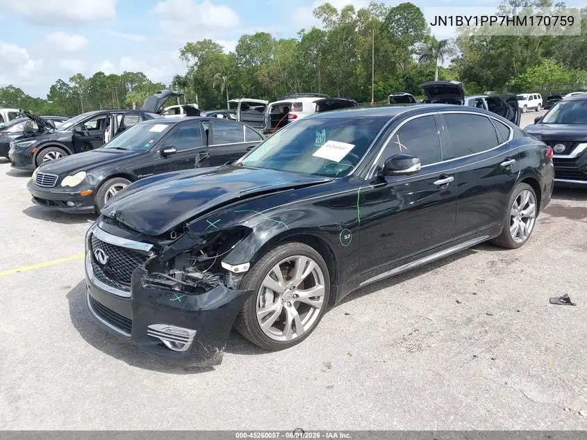 2017 Infiniti Q70L 3.7 VIN: JN1BY1PP7HM170759 Lot: 45260057