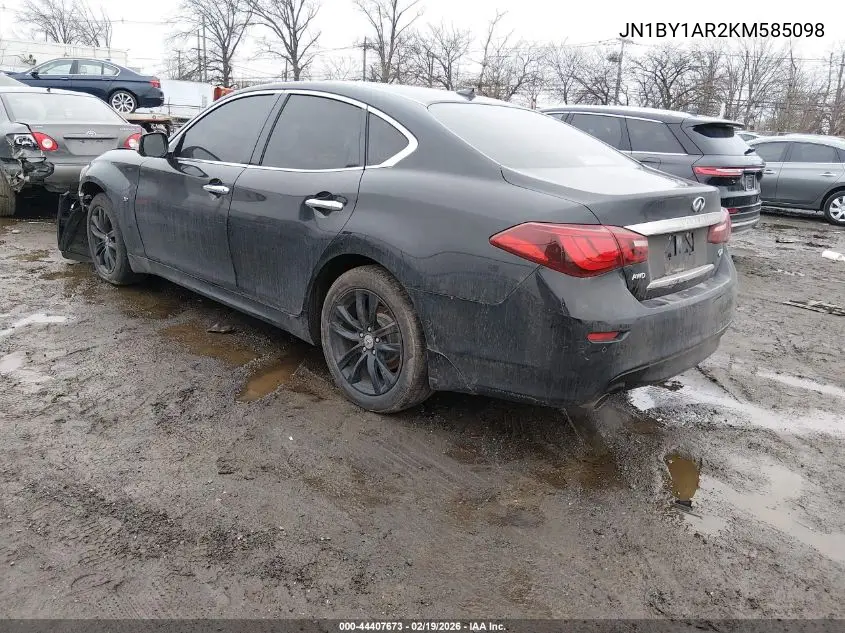 2019 Infiniti Q70 3.7X Luxe VIN: JN1BY1AR2KM585098 Lot: 44407673