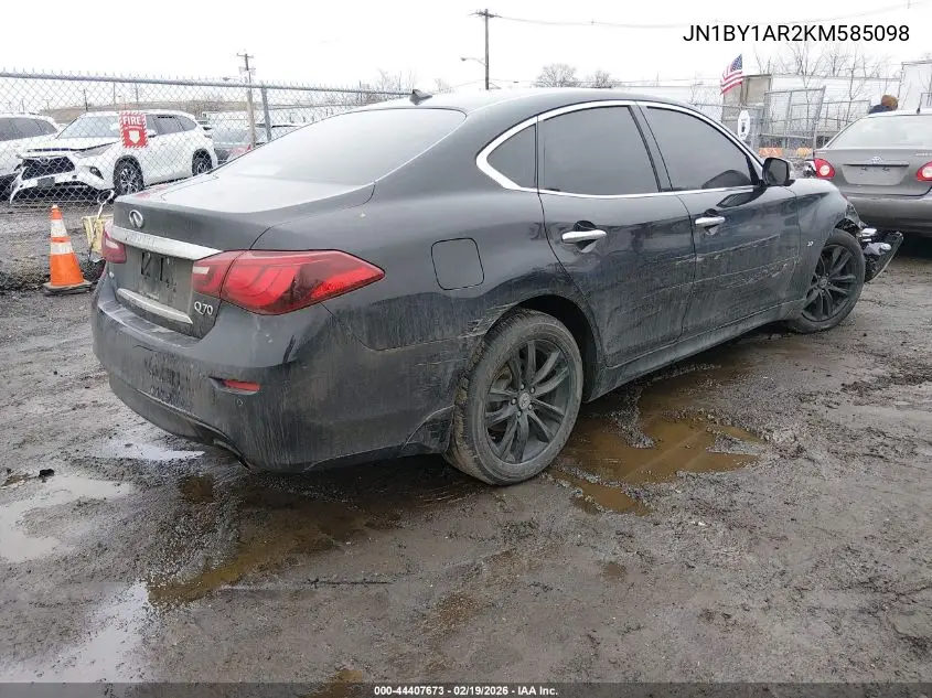2019 Infiniti Q70 3.7X Luxe VIN: JN1BY1AR2KM585098 Lot: 44407673