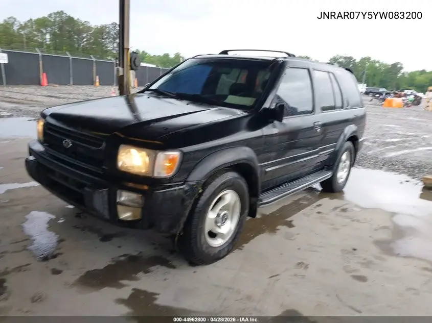 2000 Infiniti Qx4 VIN: JNRAR07Y5YW083200 Lot: 44962800