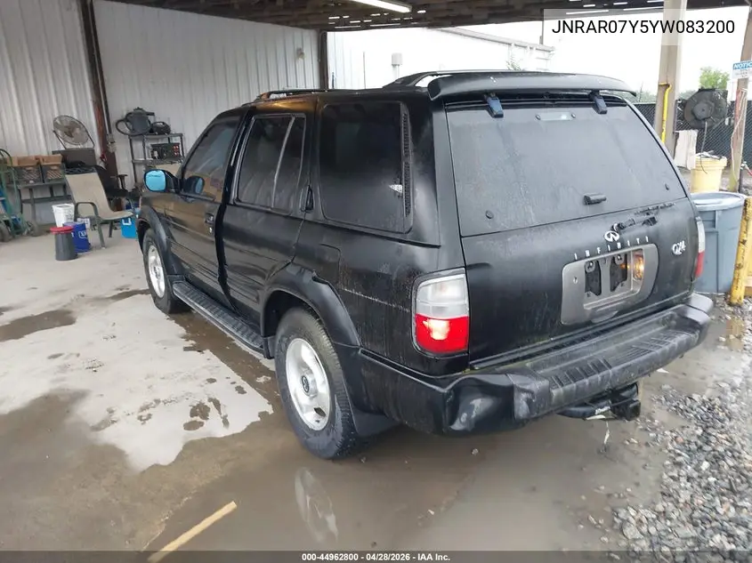 2000 Infiniti Qx4 VIN: JNRAR07Y5YW083200 Lot: 44962800