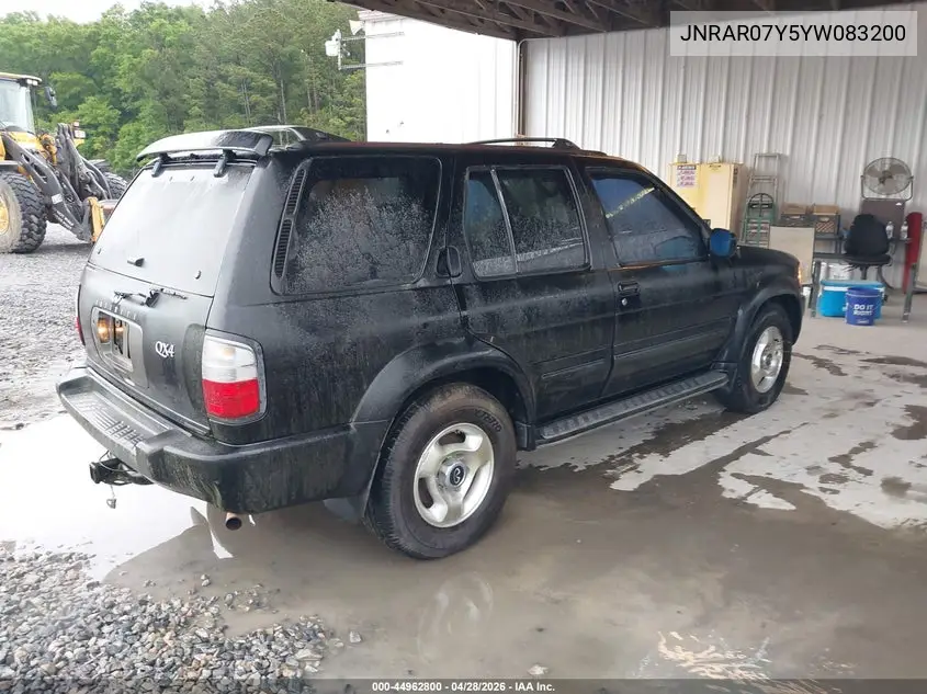 2000 Infiniti Qx4 VIN: JNRAR07Y5YW083200 Lot: 44962800