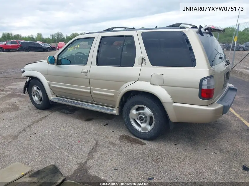 2000 Infiniti Qx4 VIN: JNRAR07YXYW075173 Lot: 45138477