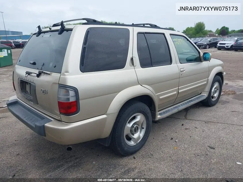 2000 Infiniti Qx4 VIN: JNRAR07YXYW075173 Lot: 45138477