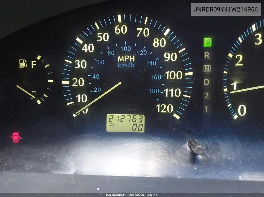 2001 Infiniti Qx4 Luxury VIN: JNRDR09Y41W214956 Lot: 45360731