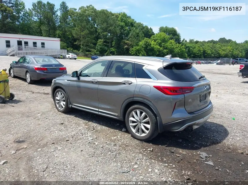 2019 Infiniti Qx50 Essential VIN: 3PCAJ5M19KF116187 Lot: 45385252