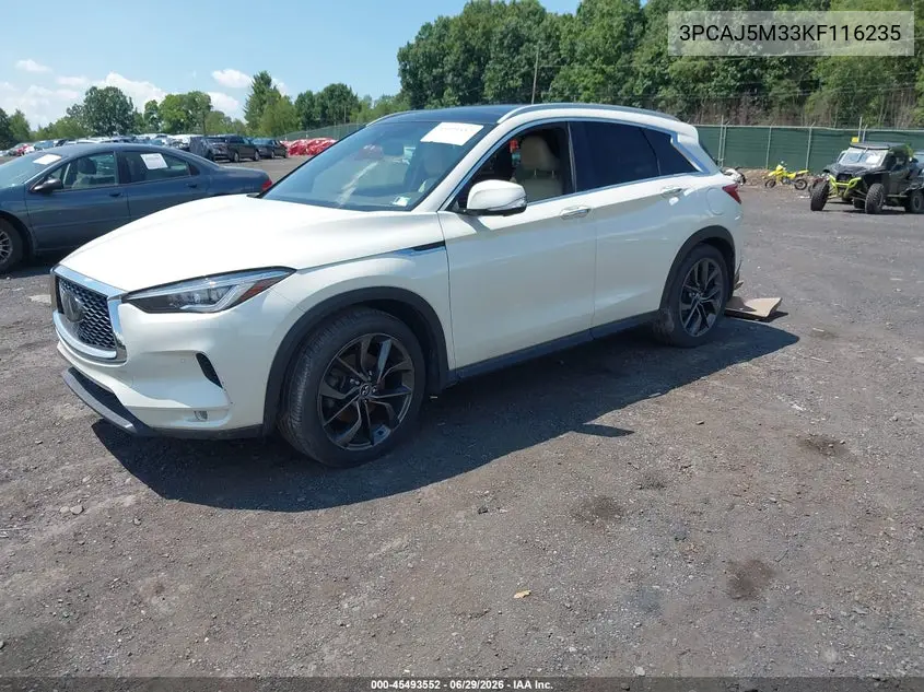 2019 Infiniti Qx50 Essential VIN: 3PCAJ5M33KF116235 Lot: 45493552