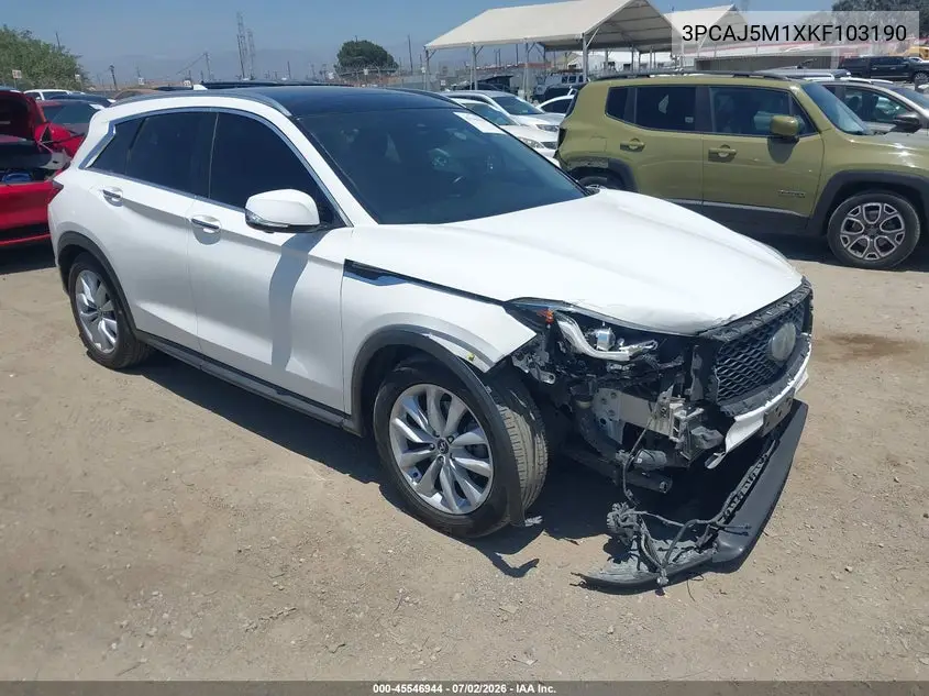 2019 Infiniti Qx50 Essential VIN: 3PCAJ5M1XKF103190 Lot: 45546944