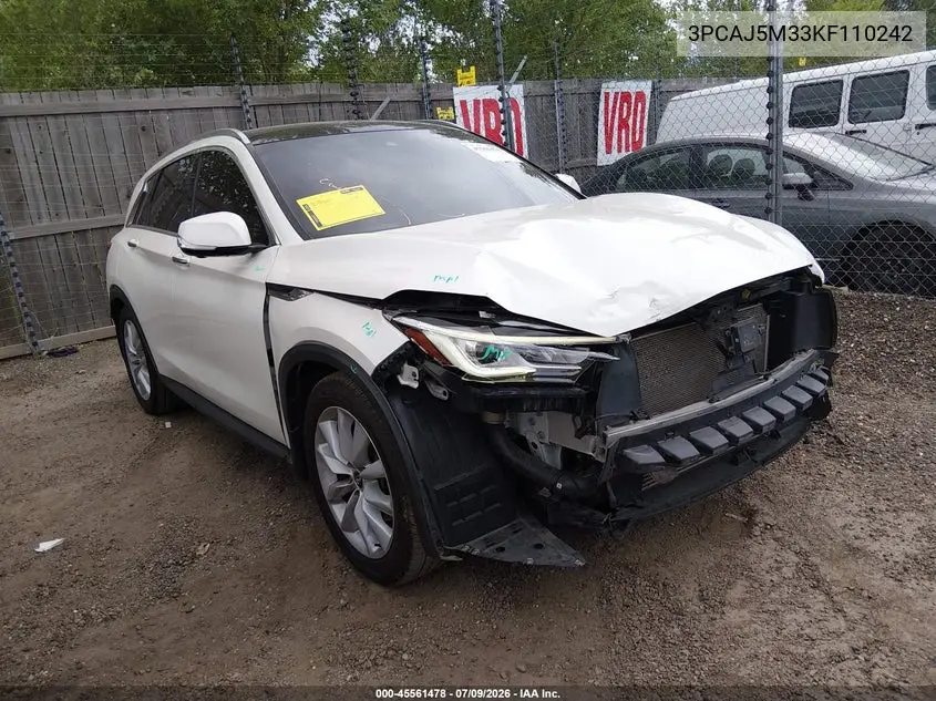 2019 Infiniti Qx50 Essential VIN: 3PCAJ5M33KF110242 Lot: 45561478