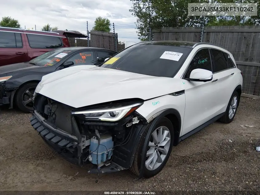 2019 Infiniti Qx50 Essential VIN: 3PCAJ5M33KF110242 Lot: 45561478