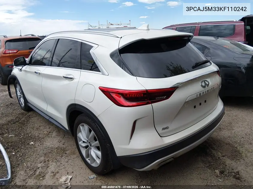 2019 Infiniti Qx50 Essential VIN: 3PCAJ5M33KF110242 Lot: 45561478