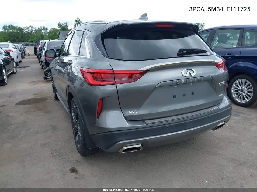 2020 Infiniti Qx50 Essential Awd VIN: 3PCAJ5M34LF111725 Lot: 45314498