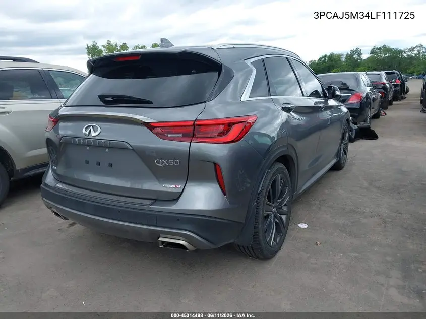 2020 Infiniti Qx50 Essential Awd VIN: 3PCAJ5M34LF111725 Lot: 45314498