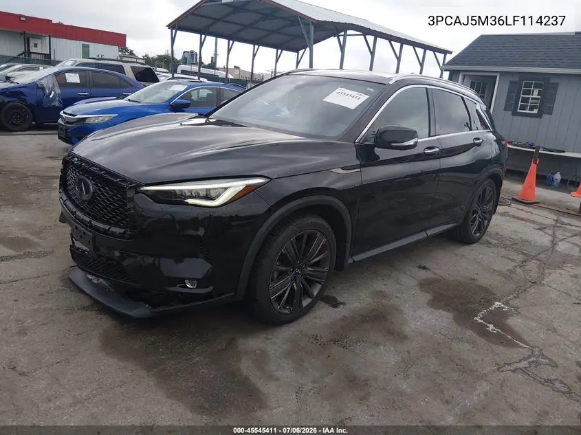 2020 Infiniti Qx50 Essential Awd VIN: 3PCAJ5M36LF114237 Lot: 45545411